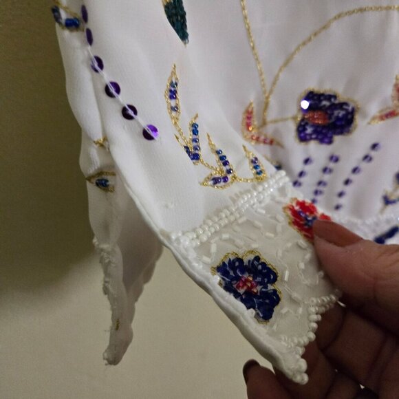 Stunning Vintage Lined Fully Beaded Unique Top Size S - Picture 5 of 5